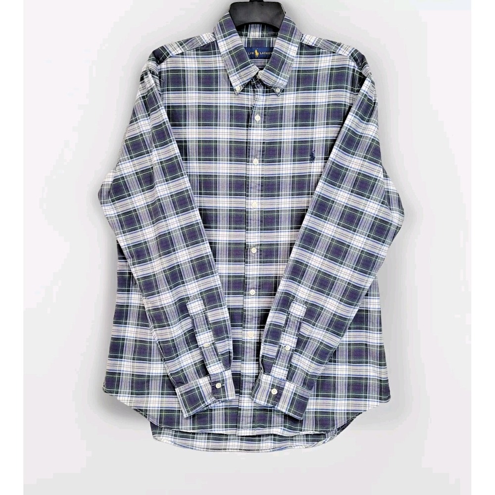 Ralph Lauren Dress Shirt Men's Large Tartan Plaid Button Down